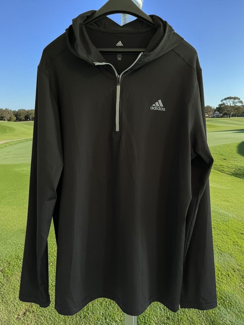 Adidas Golf Men's 1/4 Zip Lightweight Hoodie Pullover Jacket Black Stretch Large